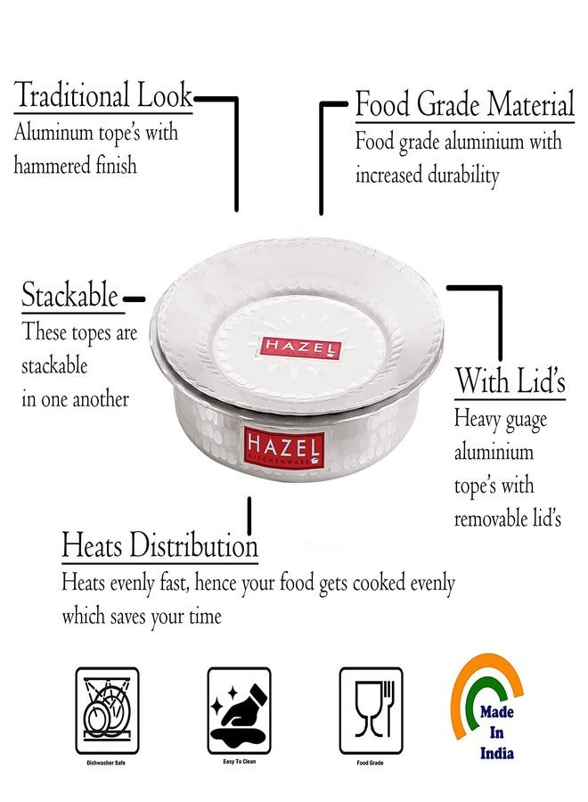 HAZEL Aluminium Langdi Patila Pot with Lid Hammered Finish Round Bottom Boiling Tope Vessels Bhagona Dekchi (2, 900 ML, 1700 ML) - Image 3